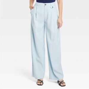 A New Day NWT High-Rise Relaxed Fit Baggy Wide Leg Trousers, Baby Blue A New Day